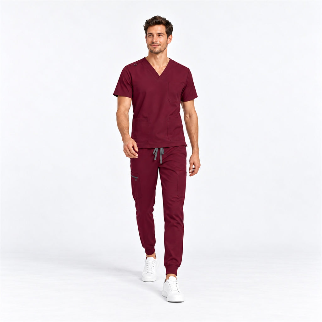 Men's V-Neck Scrub Set with Cargo Jogger Pants | G&P
