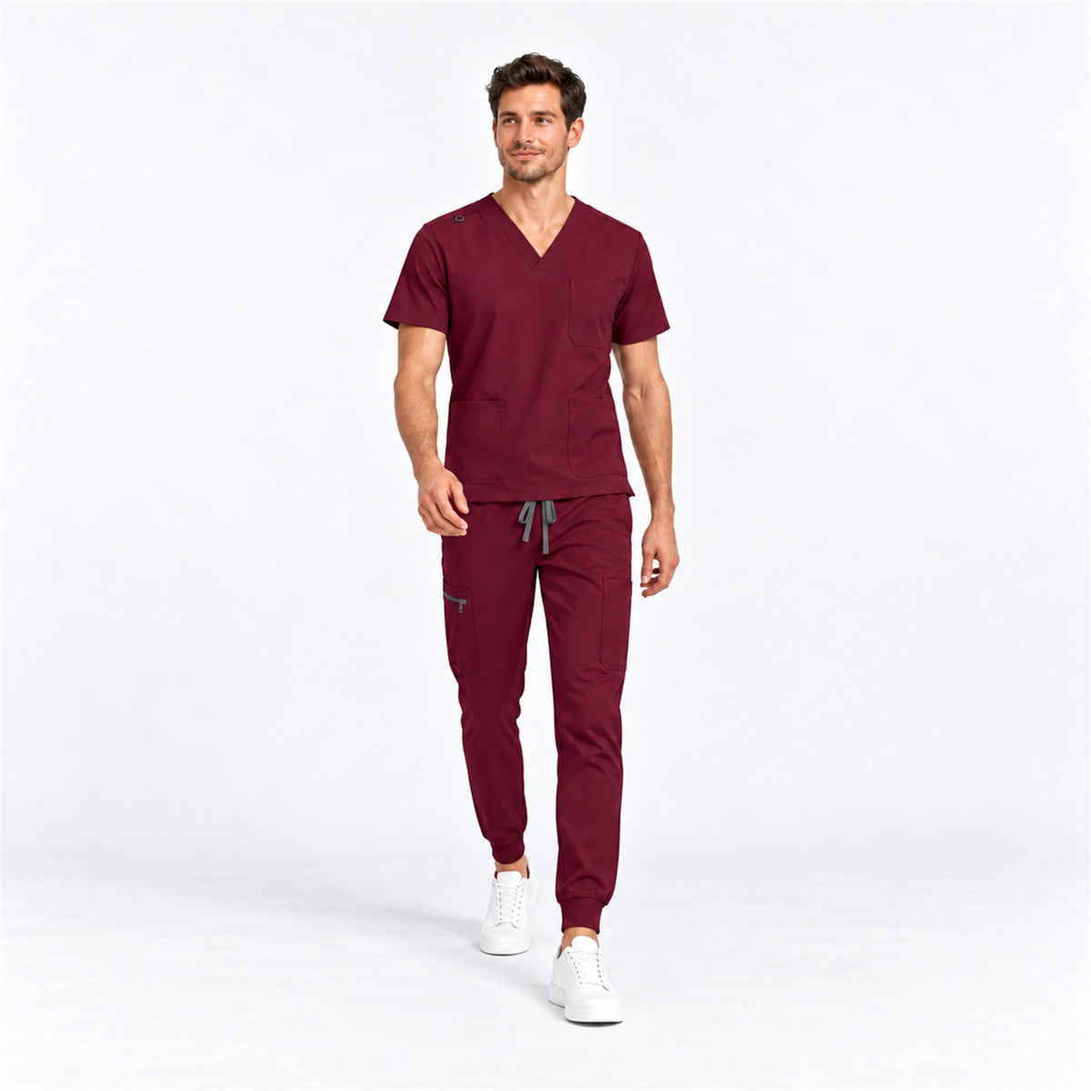 Men's V-Neck Scrub Set with Cargo Jogger Pants | G&P