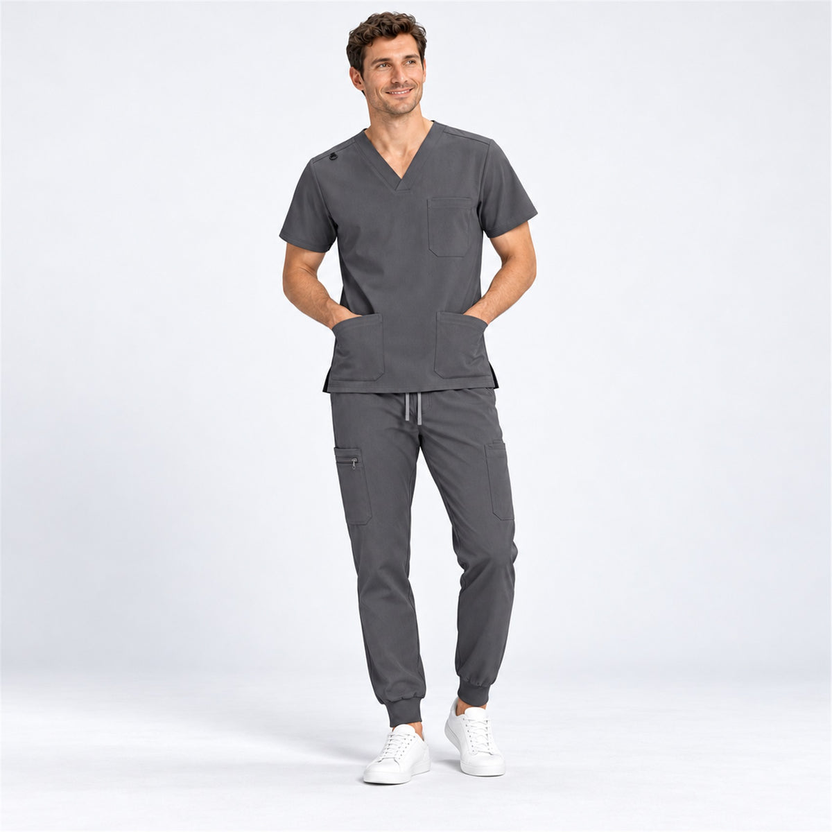 Men's V-Neck Scrub Set with Cargo Jogger Pants | G&P