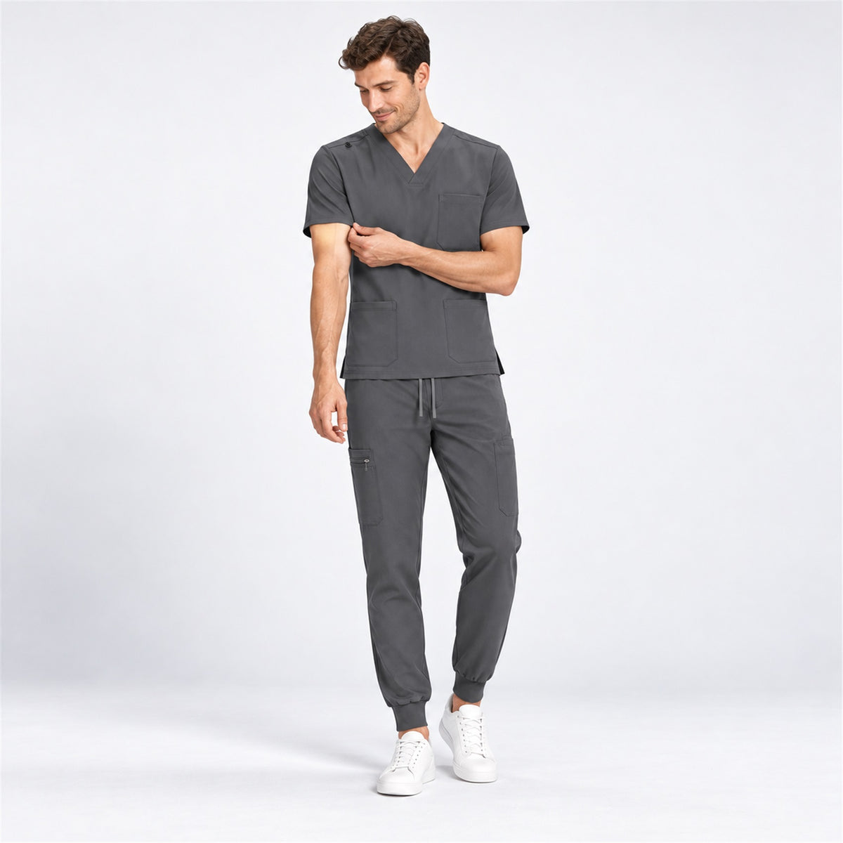 Men's V-Neck Scrub Set with Cargo Jogger Pants | G&P