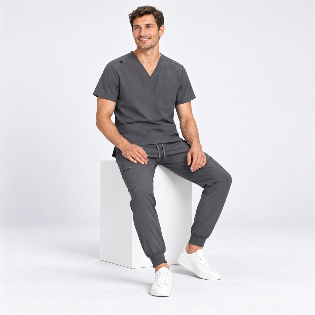 Men's V-Neck Scrub Set with Cargo Jogger Pants | G&P
