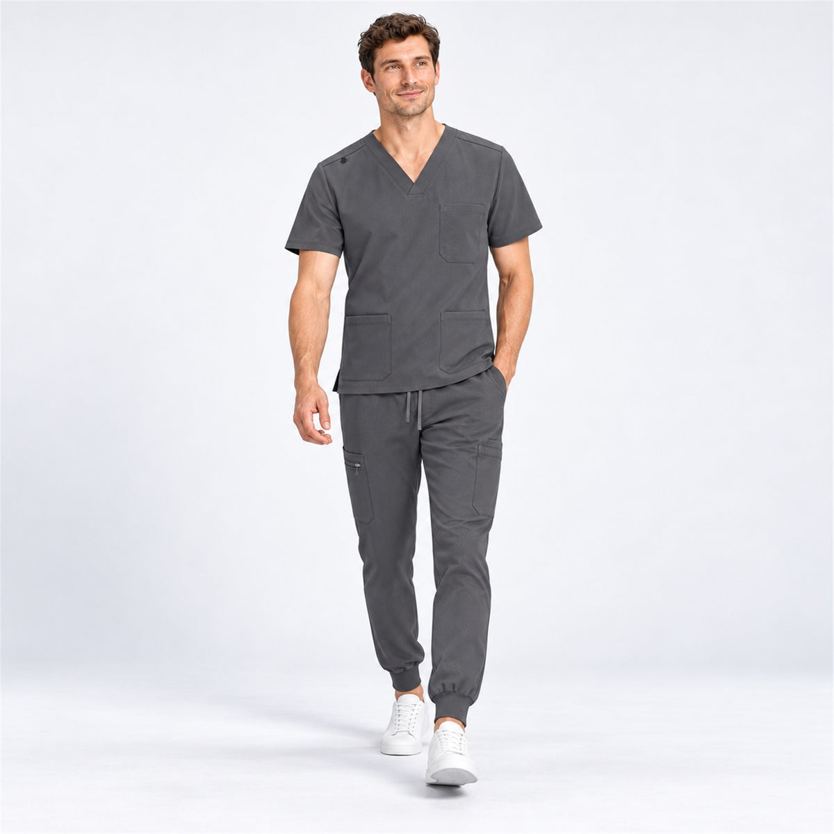 Men's V-Neck Scrub Set with Cargo Jogger Pants | G&P