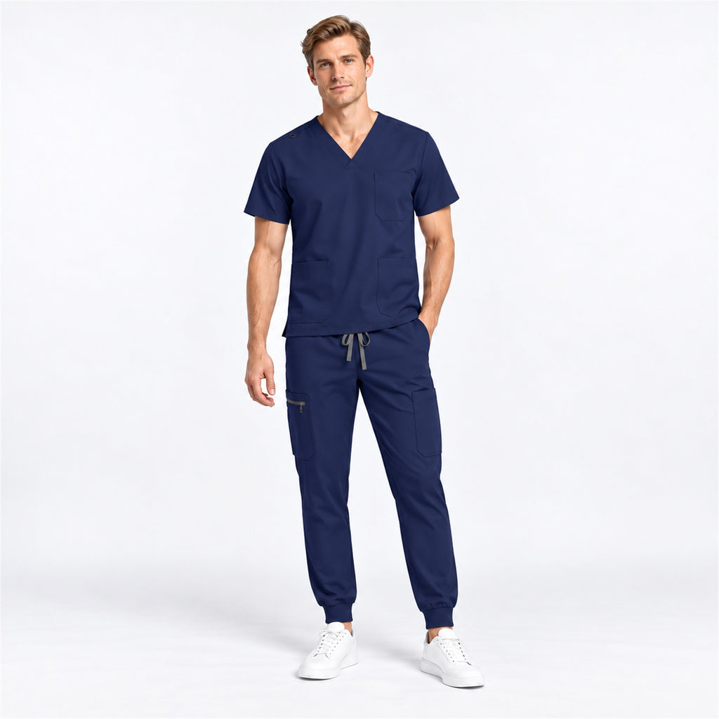 Men's V-Neck Scrub Set with Cargo Jogger Pants | G&P
