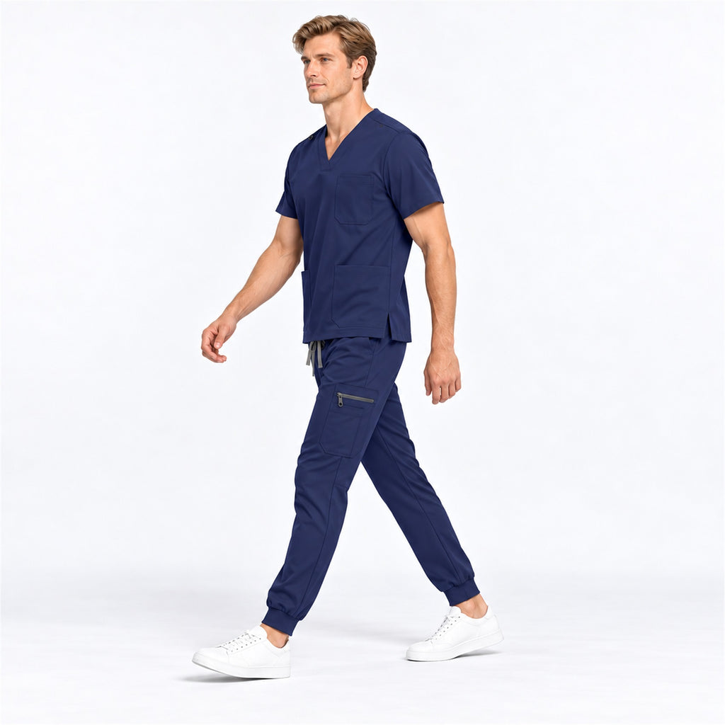 Men's V-Neck Scrub Set with Cargo Jogger Pants | G&P
