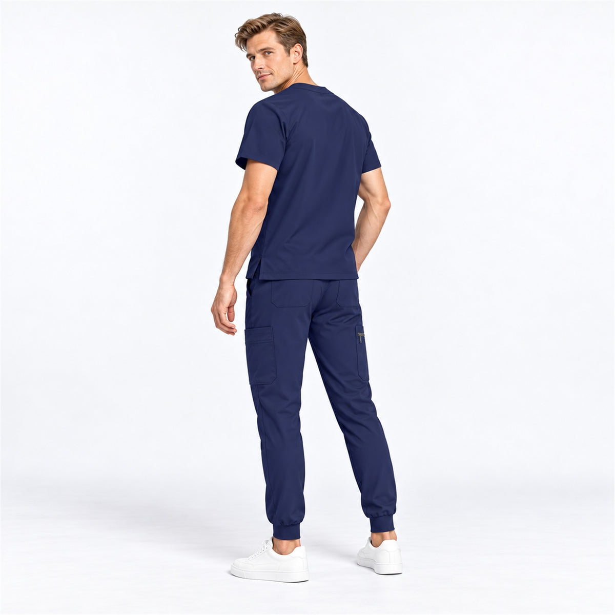 Men's V-Neck Scrub Set with Cargo Jogger Pants | G&P