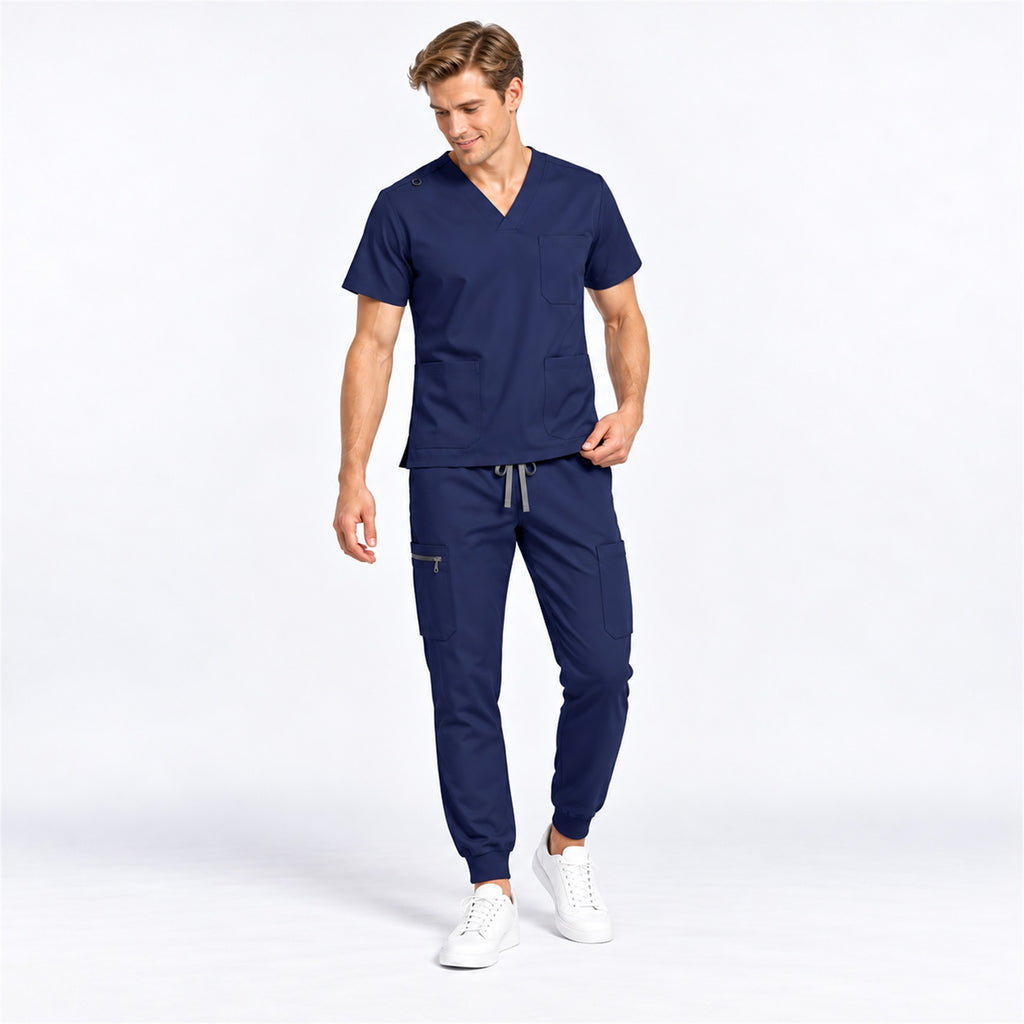 Men's V-Neck Scrub Set with Cargo Jogger Pants | G&P