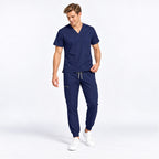 Men's V-Neck Scrub Set with Cargo Jogger Pants | G&P