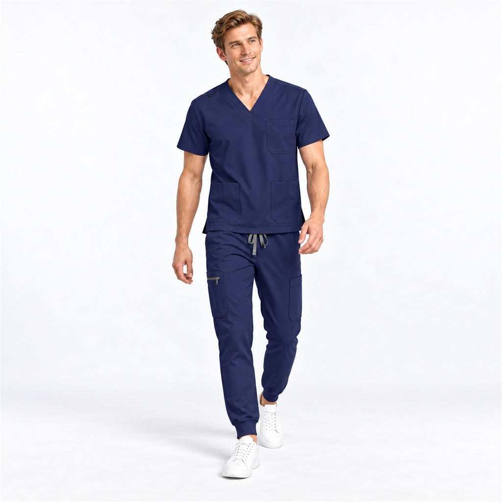 Men's V-Neck Scrub Set with Cargo Jogger Pants | G&P