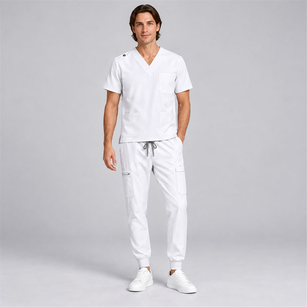 Men's V-Neck Scrub Set with Cargo Jogger Pants | G&P