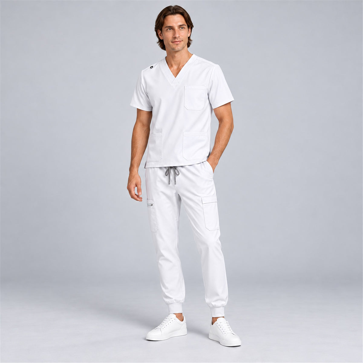 Men's V-Neck Scrub Set with Cargo Jogger Pants | G&P