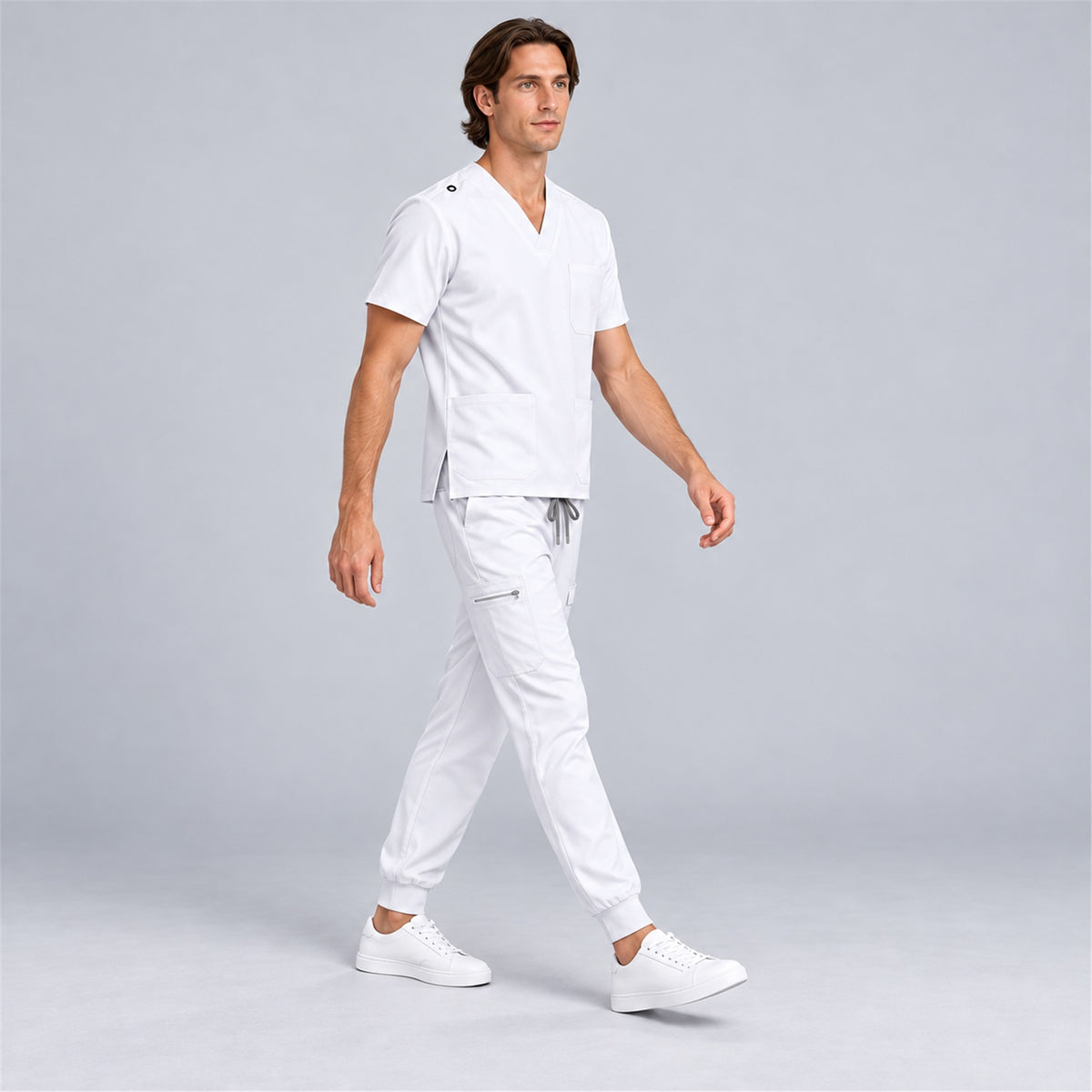 Men's V-Neck Scrub Set with Cargo Jogger Pants | G&P