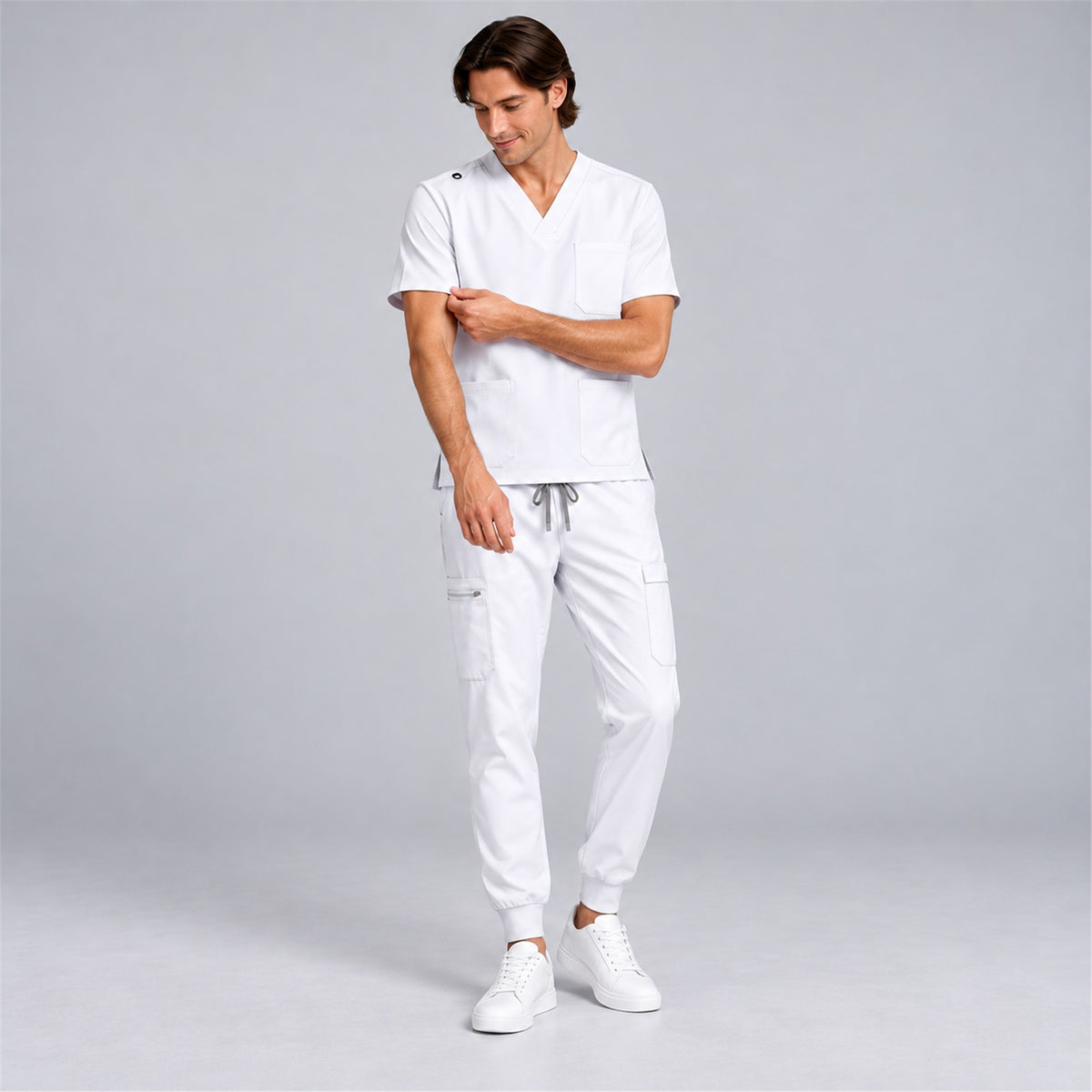 Men's V-Neck Scrub Set with Cargo Jogger Pants | G&P