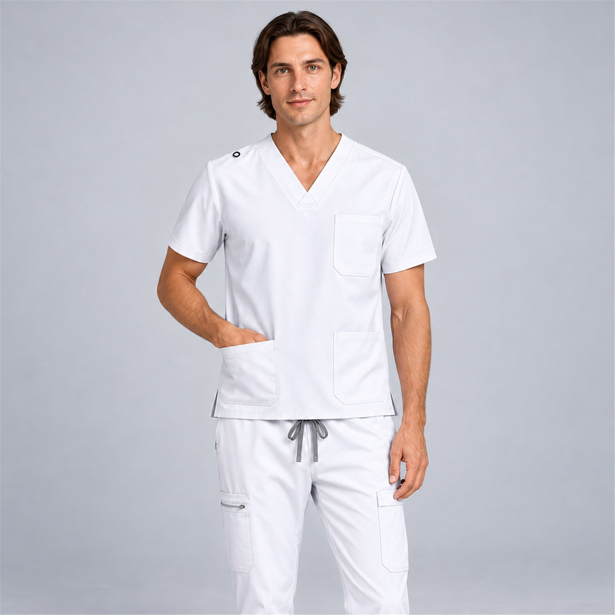 Men's V-Neck Scrub Set with Cargo Jogger Pants | G&P