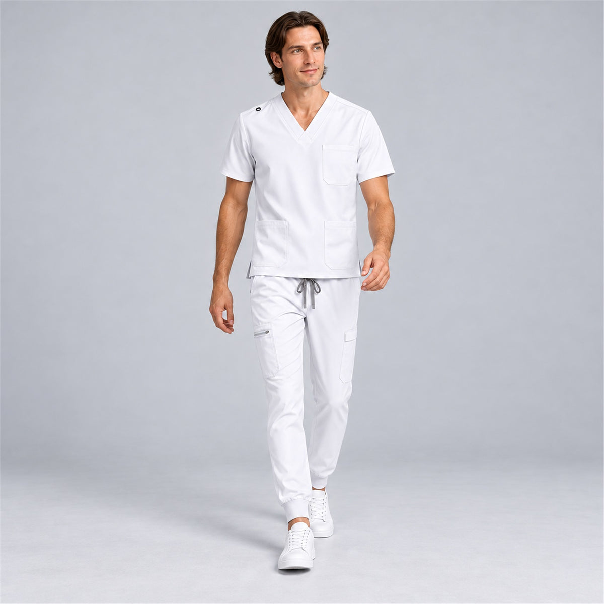 Men's V-Neck Scrub Set with Cargo Jogger Pants | G&P