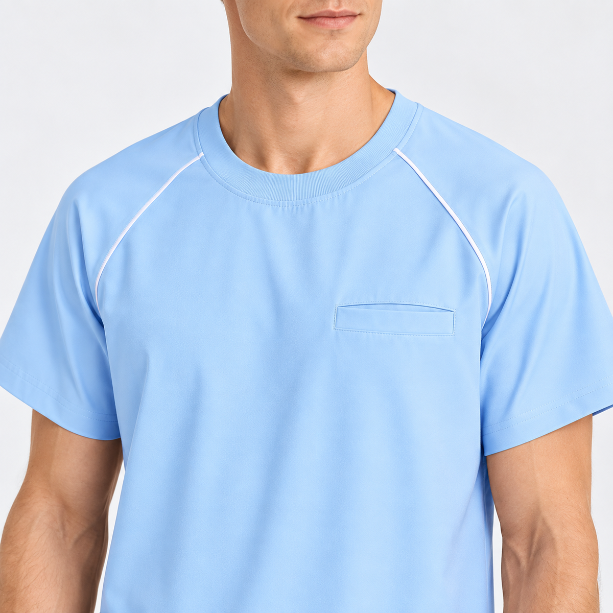 Men's Crew Neck Scrub Set with Contrast Piping | G&P