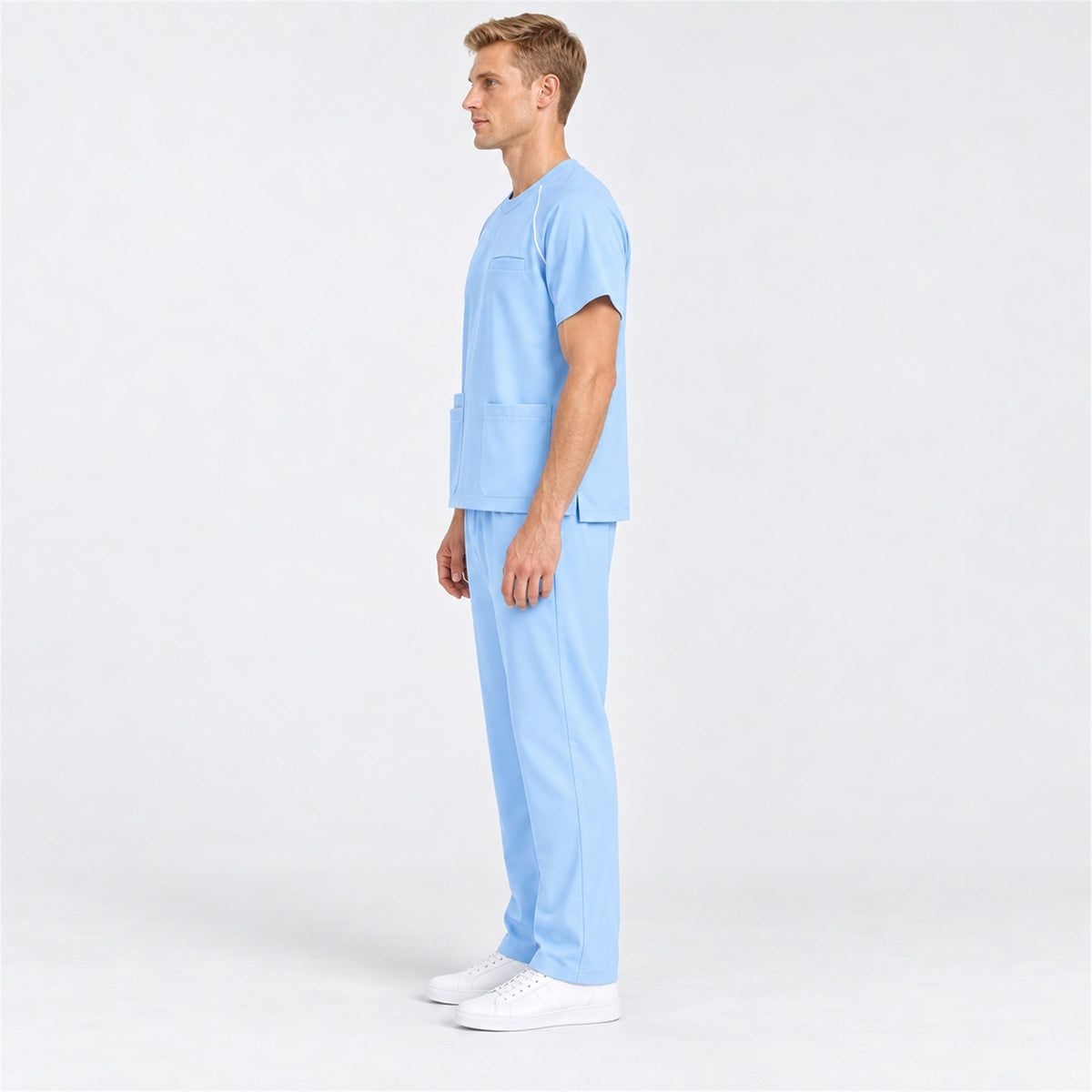 Men's Crew Neck Scrub Set with Contrast Piping | G&P