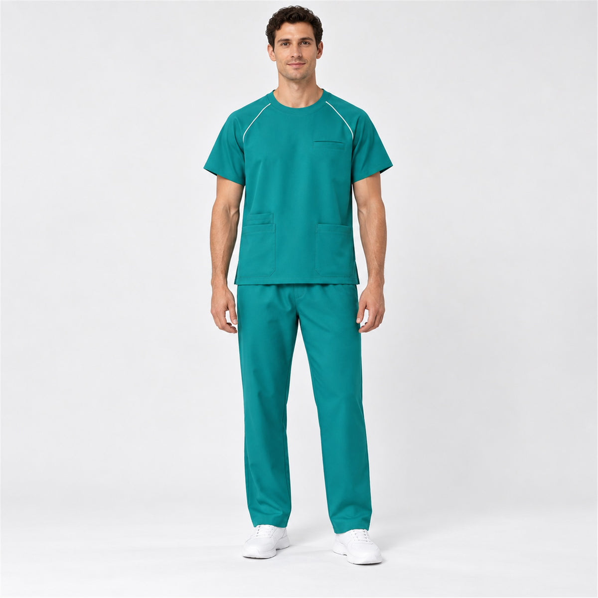 Men's Crew Neck Scrub Set with Contrast Piping | G&P