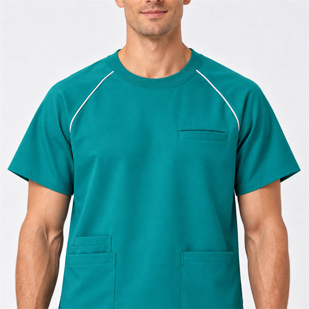 Men's Crew Neck Scrub Set with Contrast Piping | G&P