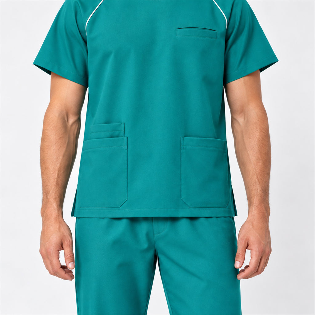 Men's Crew Neck Scrub Set with Contrast Piping | G&P