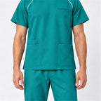 Men's Crew Neck Scrub Set with Contrast Piping | G&P