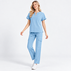 Women's Notch Neck Stretch Scrub Set with Cargo Pants | G&P