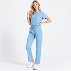 Women's Notch Neck Stretch Scrub Set with Cargo Pants | G&P
