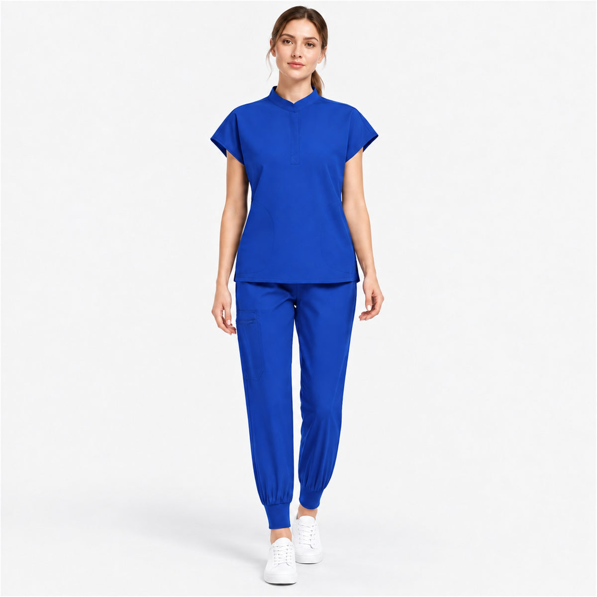 Women's Stand Collar Scrub Set with Jogger Pants | G&P