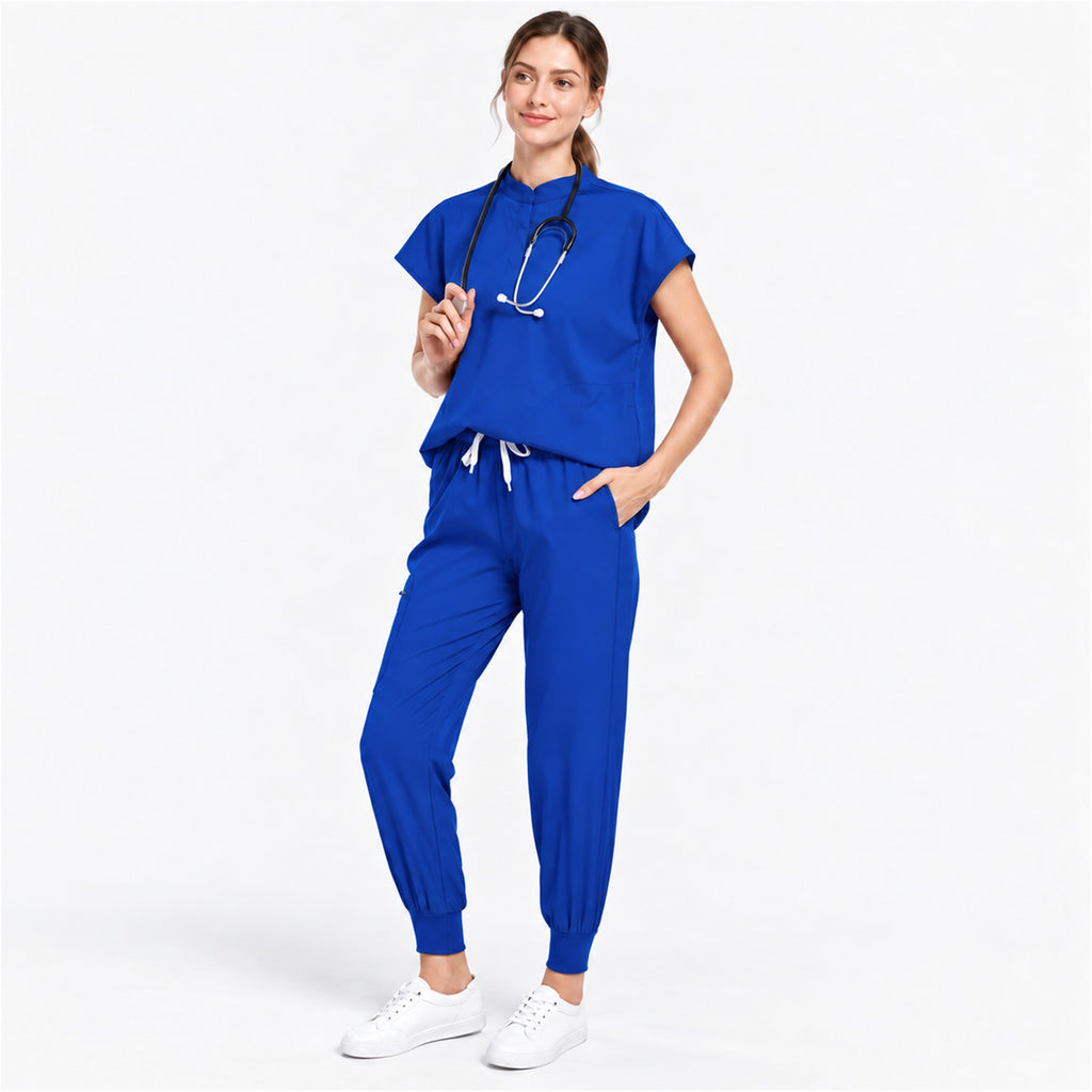 Women's Stand Collar Scrub Set with Jogger Pants | G&P