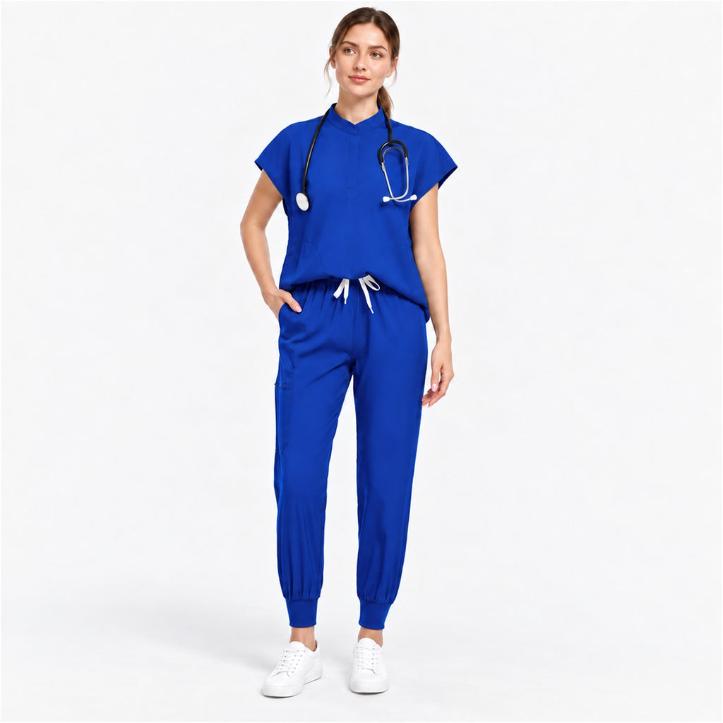 Women's Stand Collar Scrub Set with Jogger Pants | G&P
