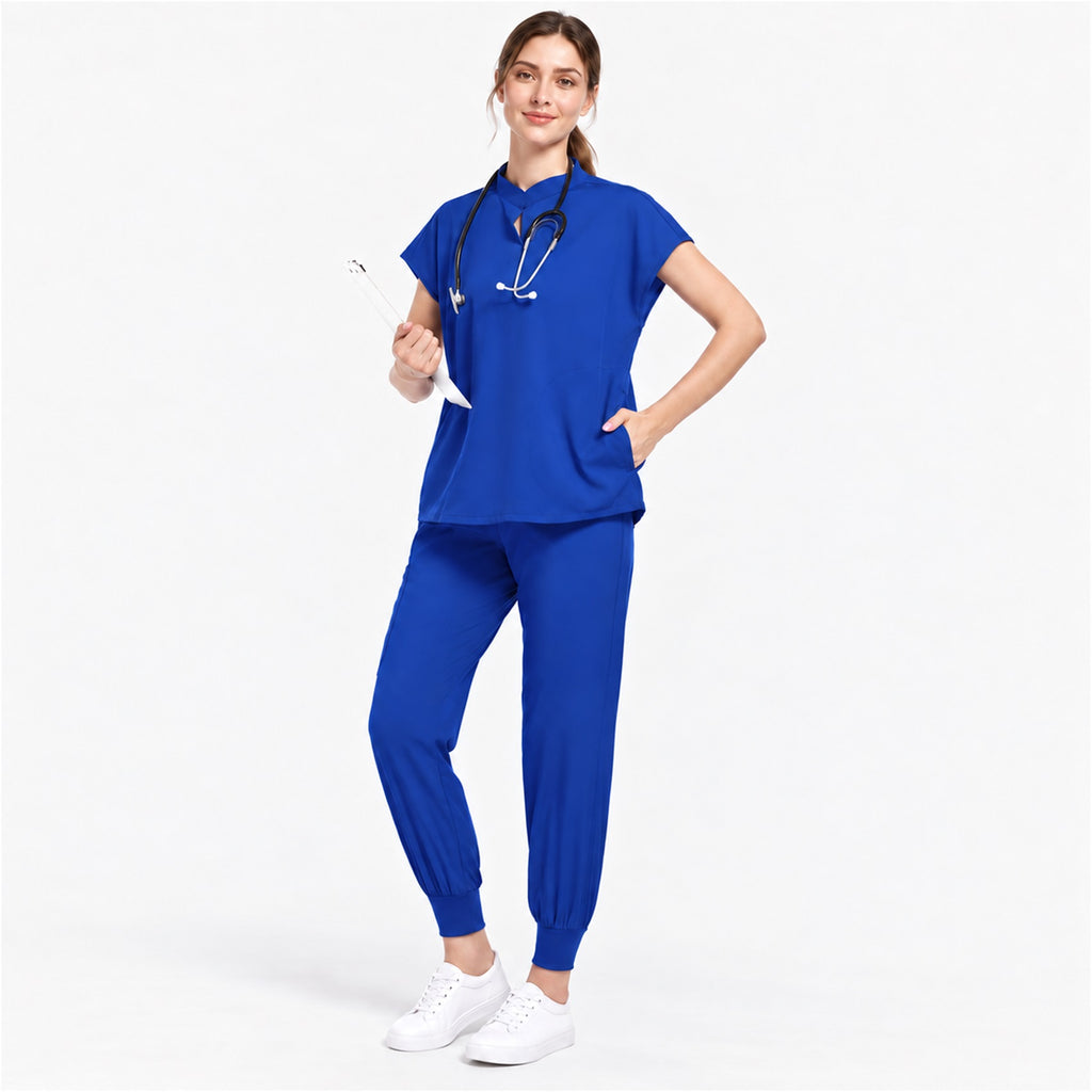Women's Stand Collar Scrub Set with Jogger Pants | G&P