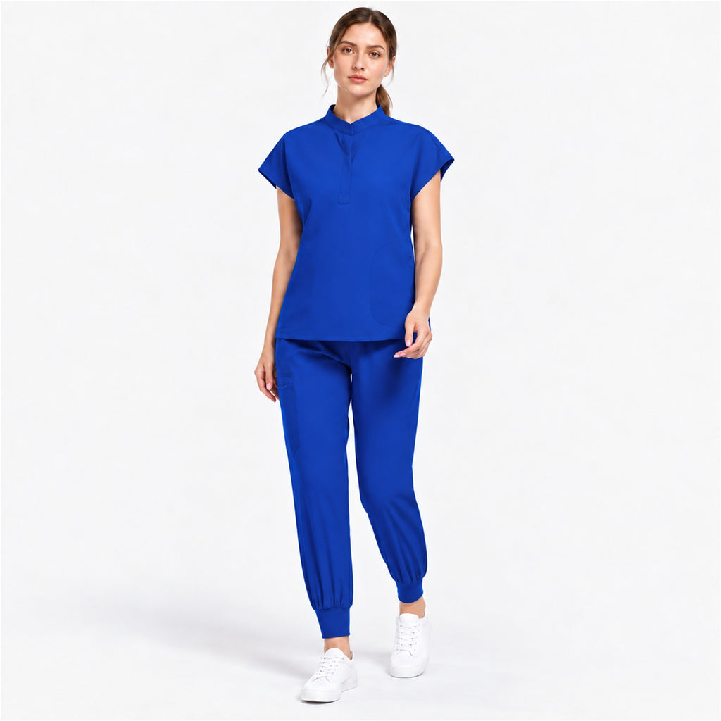 Women's Stand Collar Scrub Set with Jogger Pants | G&P