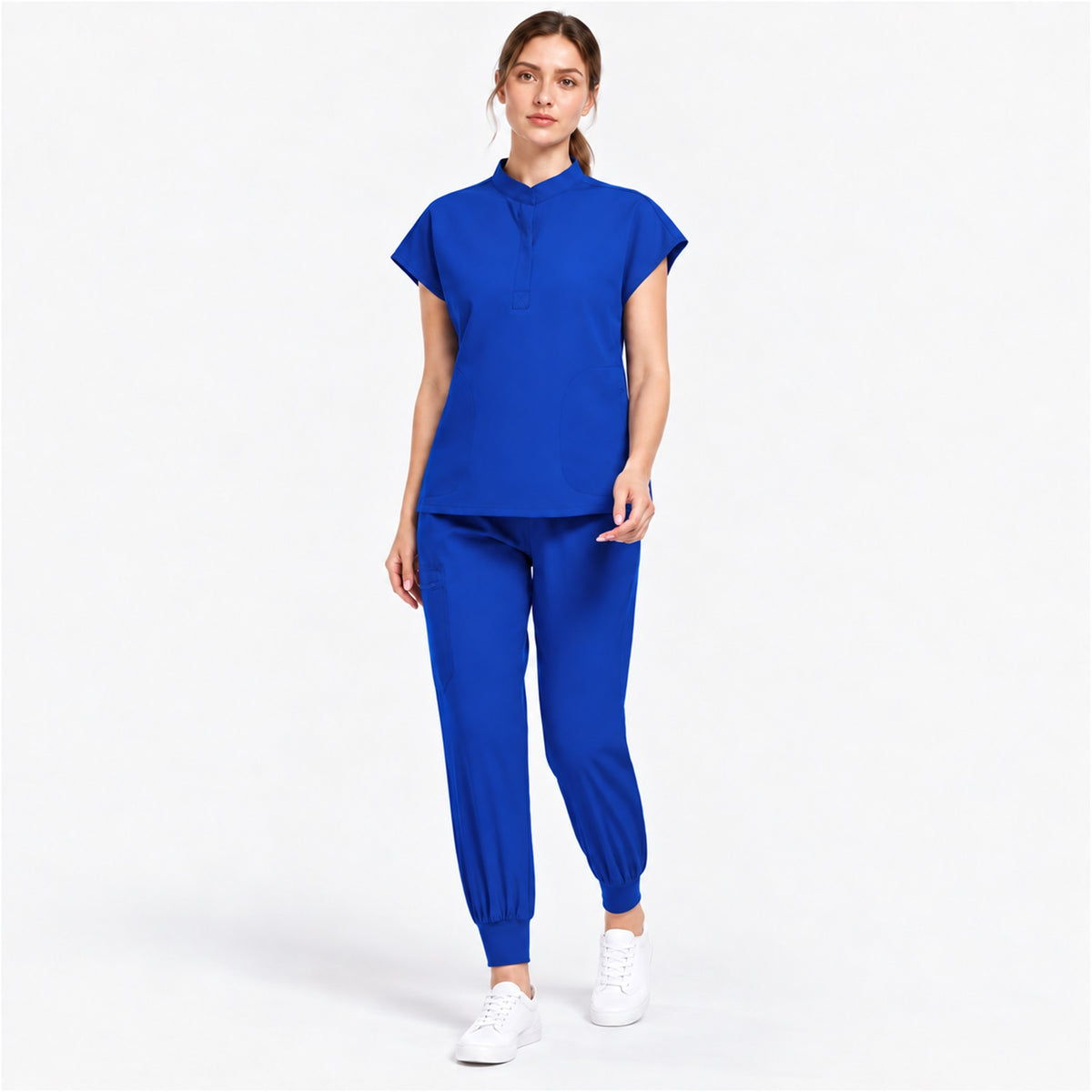 Women's Stand Collar Scrub Set with Jogger Pants | G&P