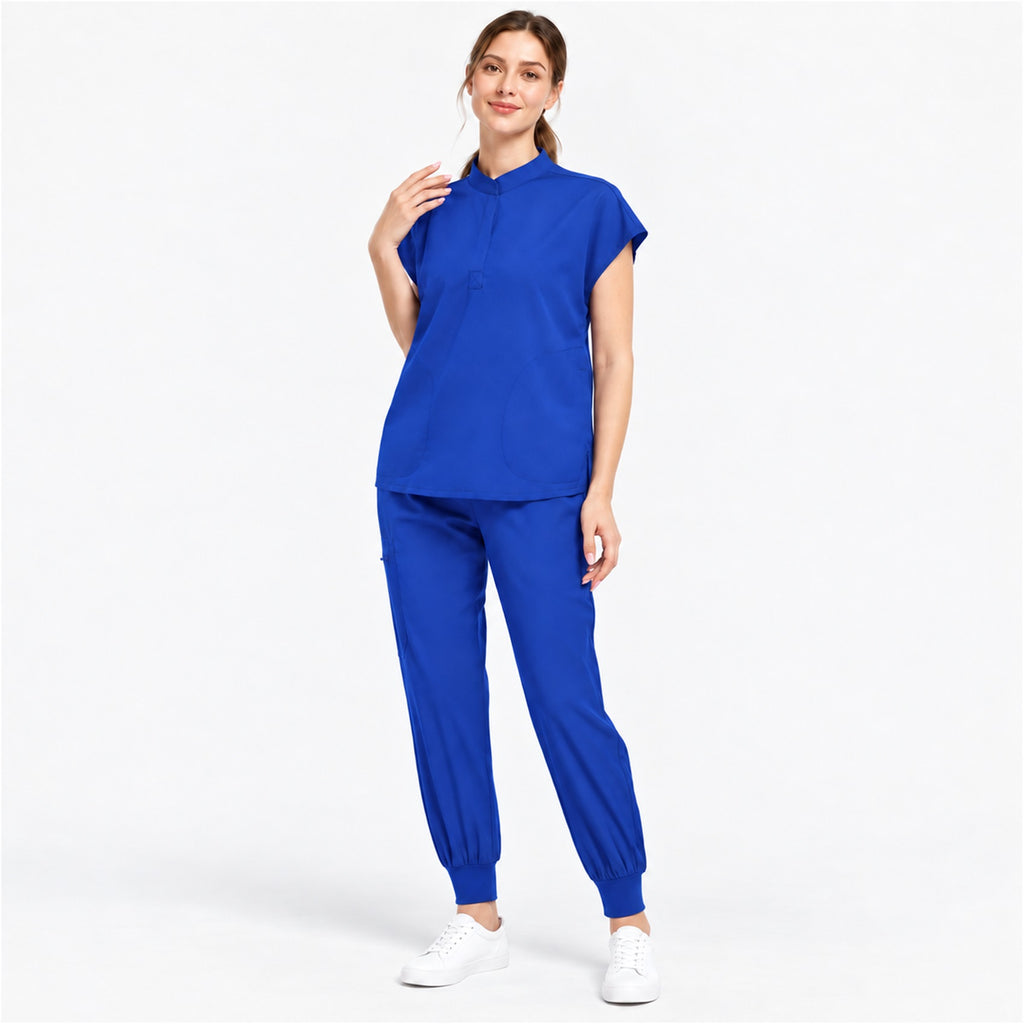 Women's Stand Collar Scrub Set with Jogger Pants | G&P