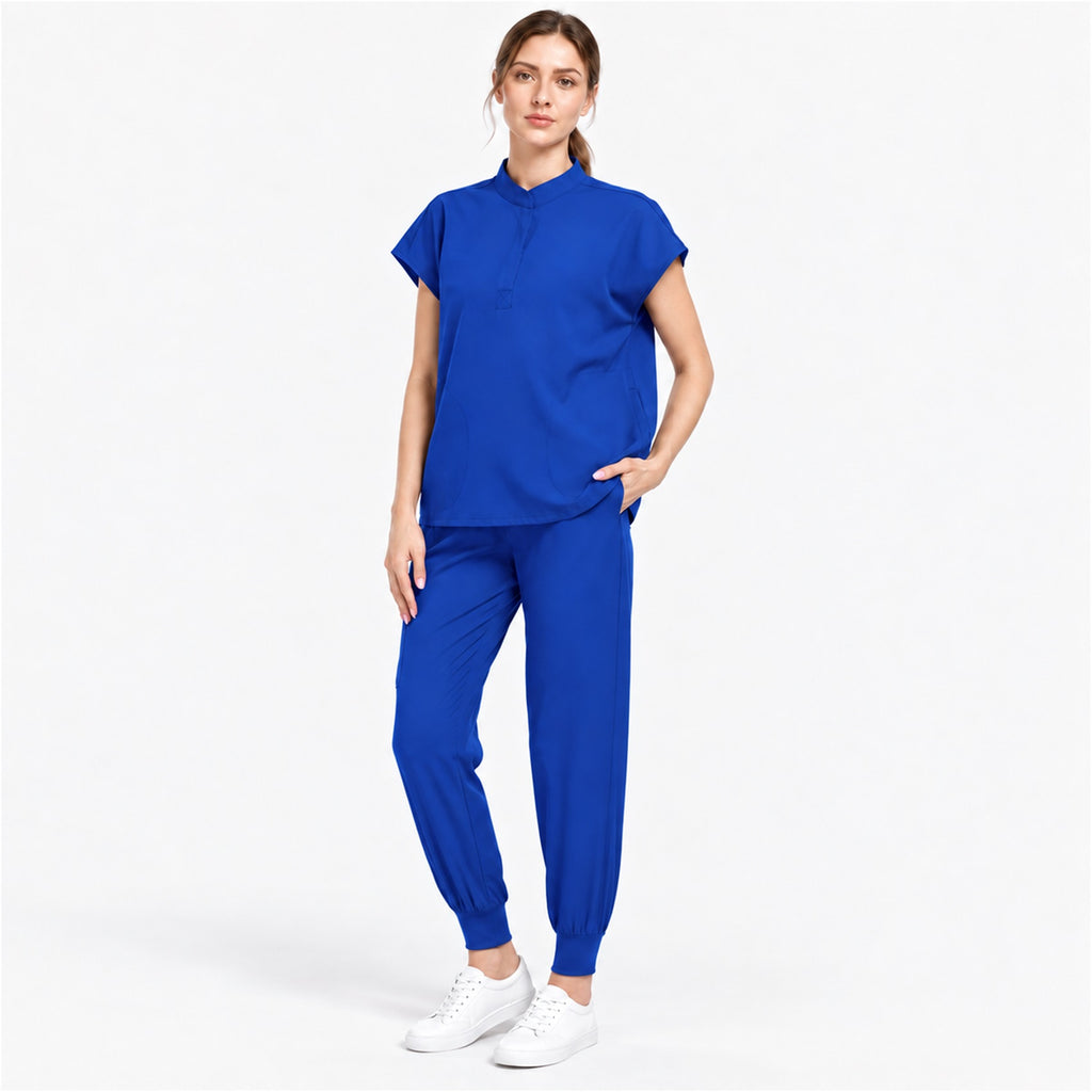Women's Stand Collar Scrub Set with Jogger Pants | G&P