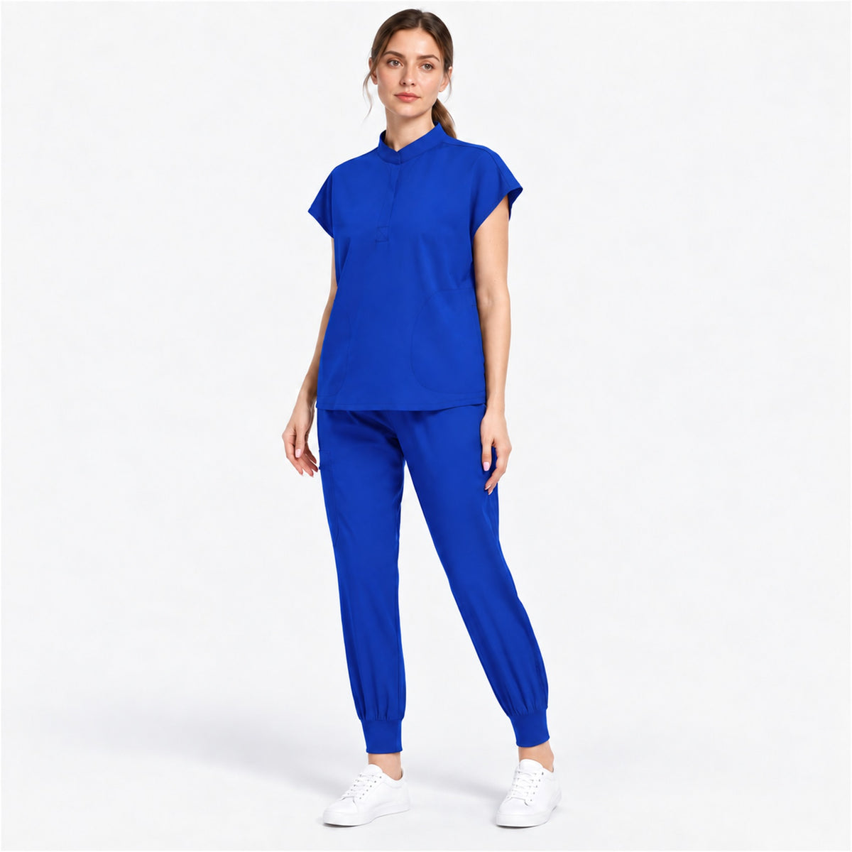 Women's Stand Collar Scrub Set with Jogger Pants | G&P