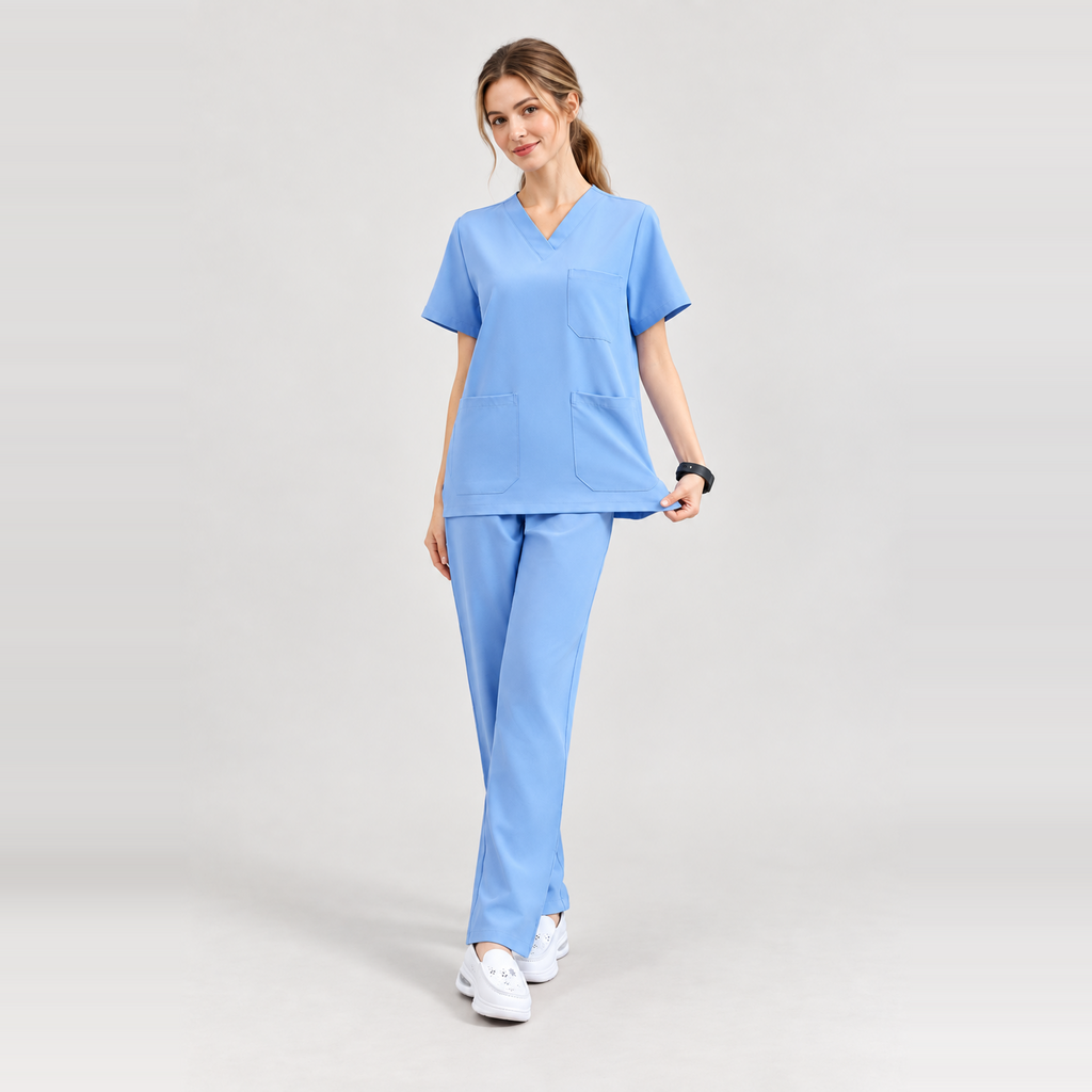 Women's V-Neck Stretch Scrub Top with 3 Pockets | G&P