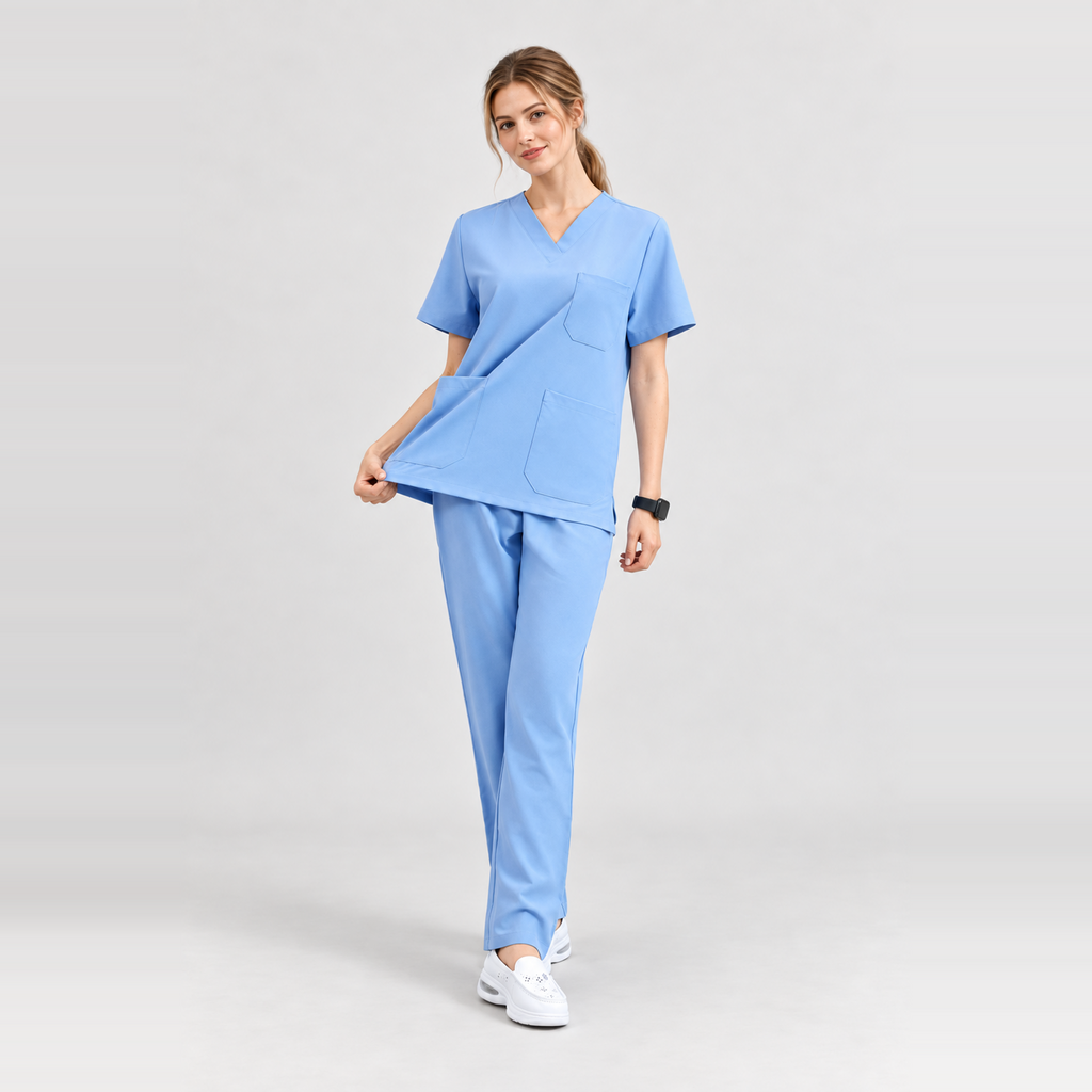 Women's V-Neck Stretch Scrub Top with 3 Pockets | G&P