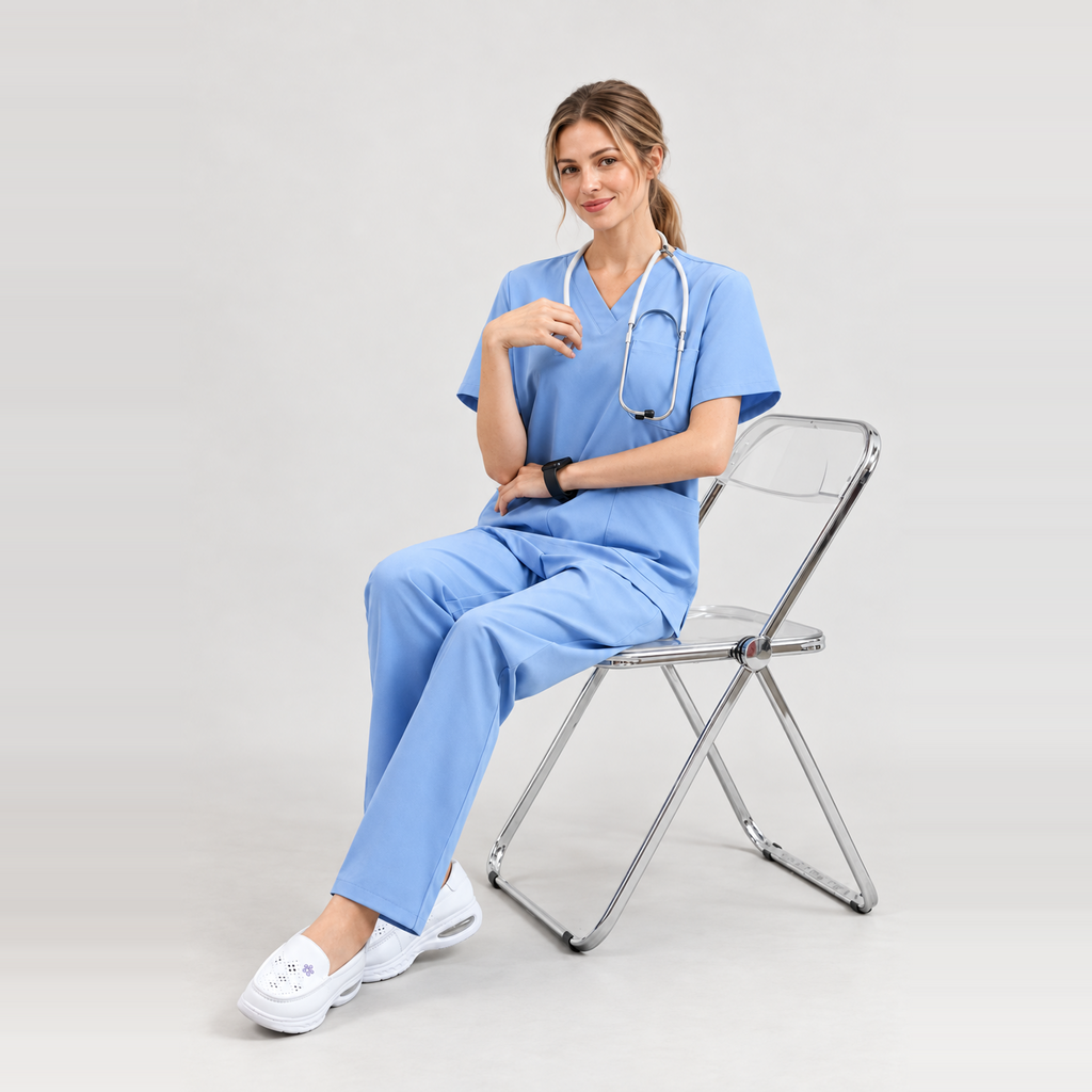 Women's V-Neck Stretch Scrub Top with 3 Pockets | G&P