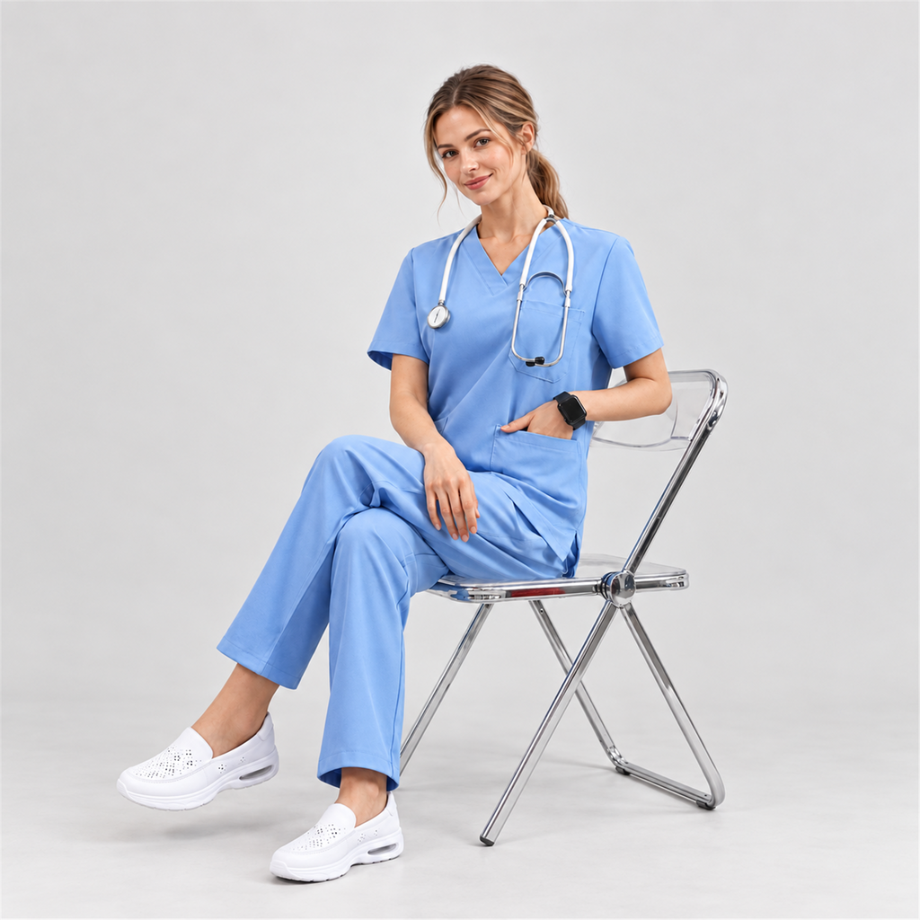 Women's V-Neck Stretch Scrub Top with 3 Pockets | G&P
