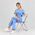 Women's V-Neck Stretch Scrub Top with 3 Pockets | G&P