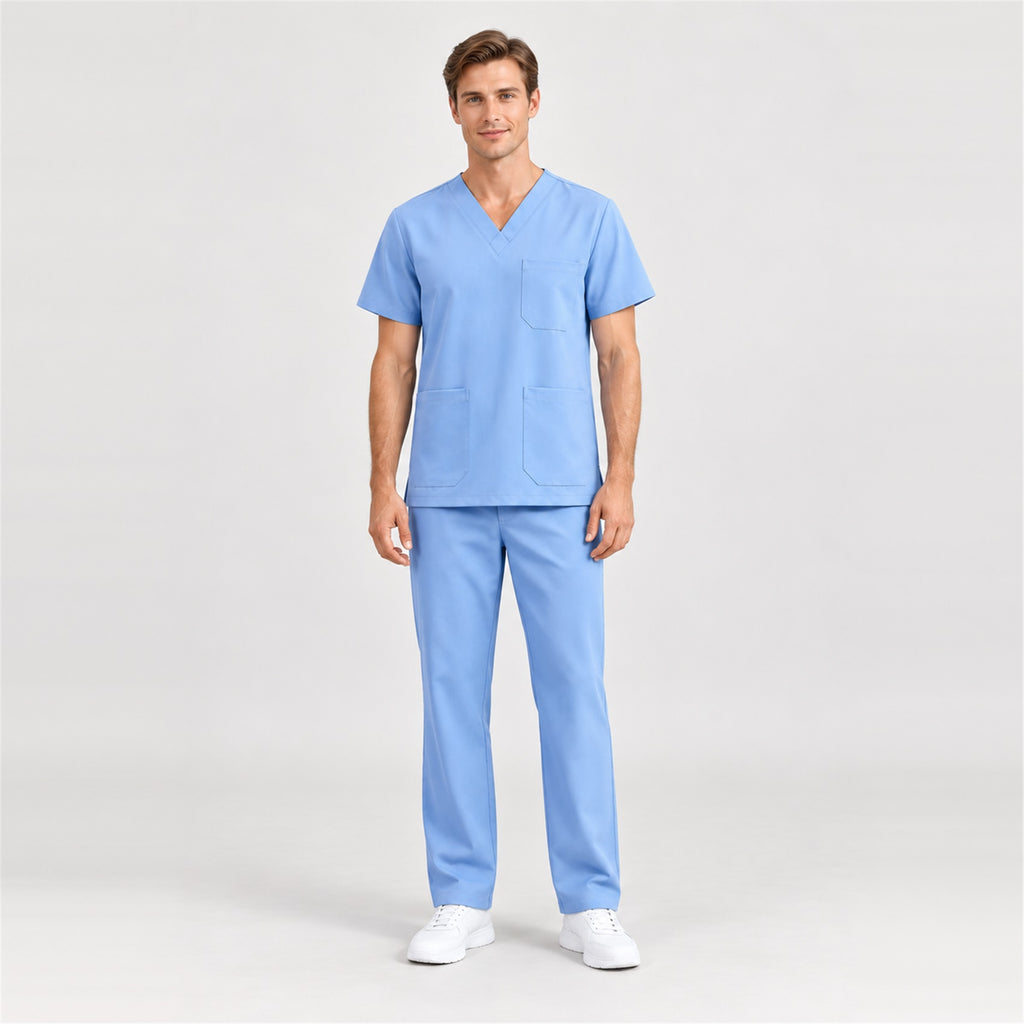 Men's V-Neck Scrub Set with Straight-Leg Pants | G&P
