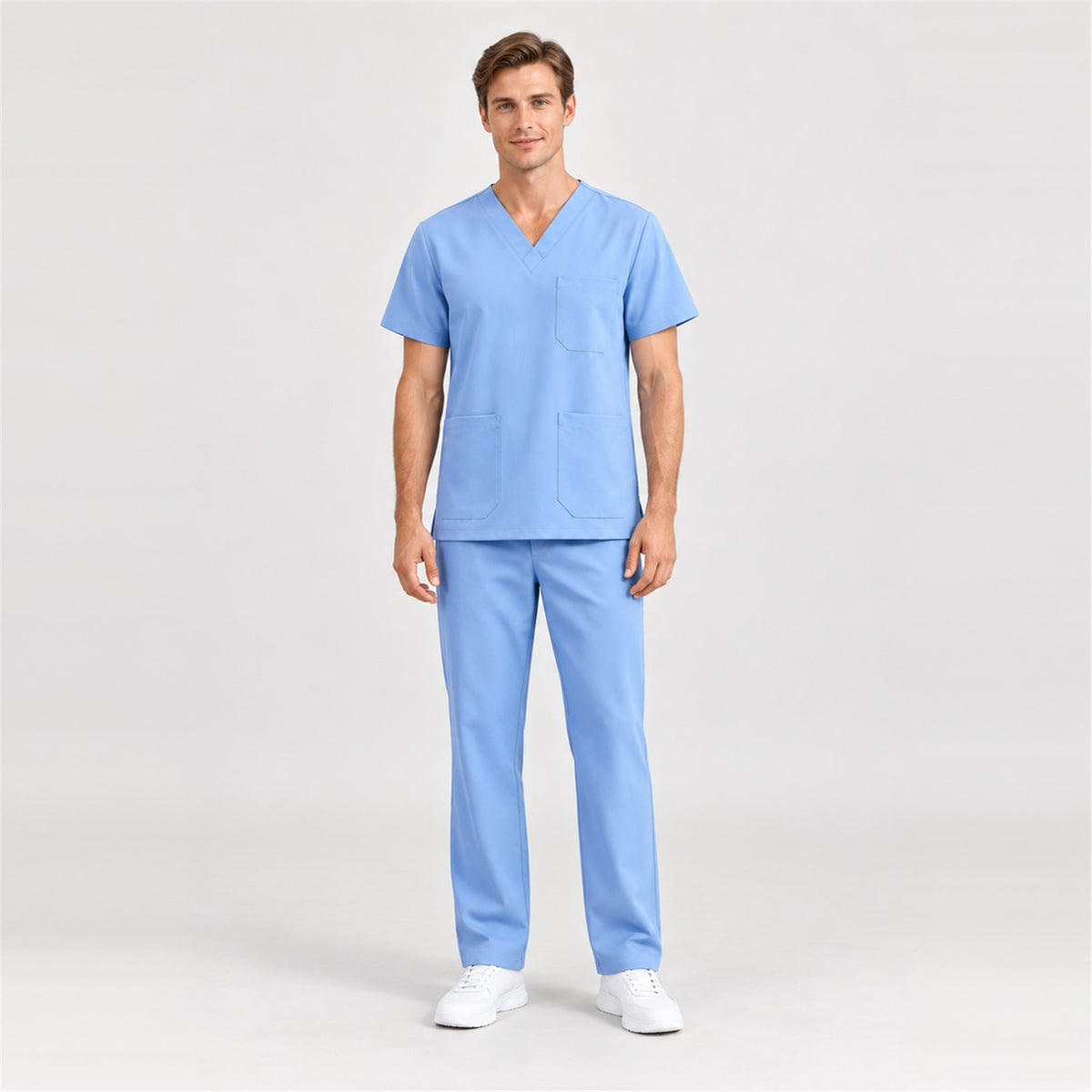 Men's V-Neck Scrub Set with Straight-Leg Pants | G&P