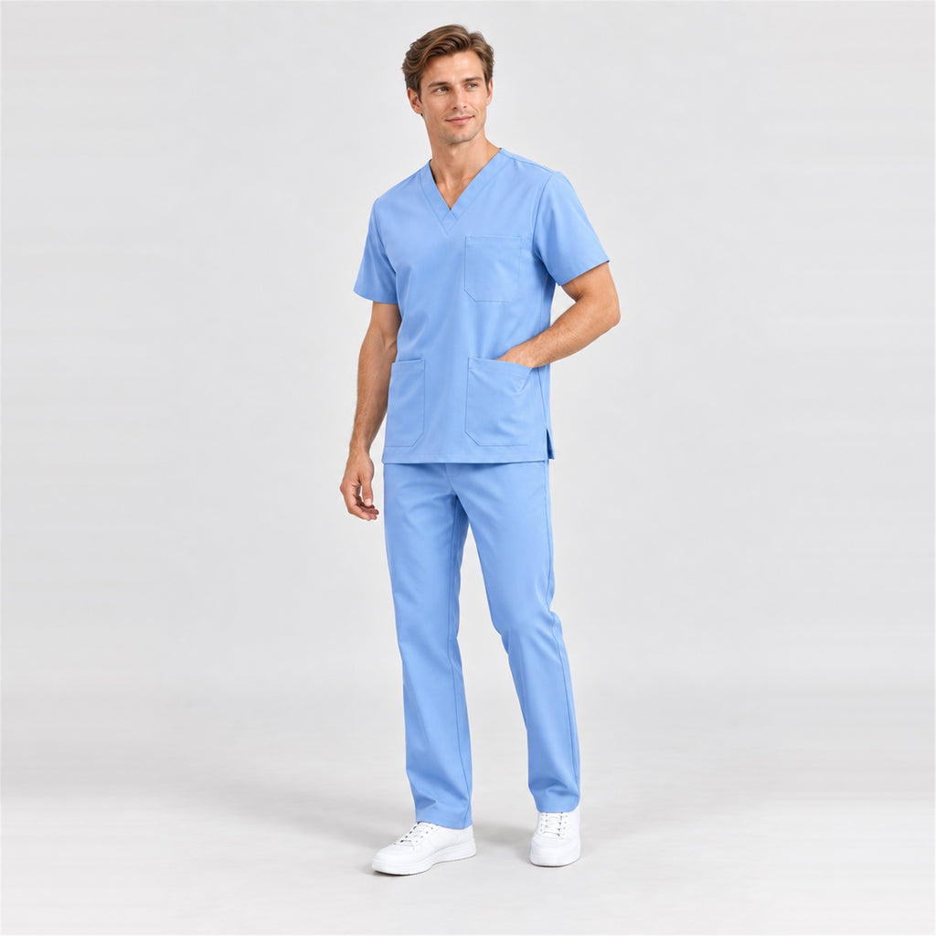 Men's V-Neck Scrub Set with Straight-Leg Pants | G&P
