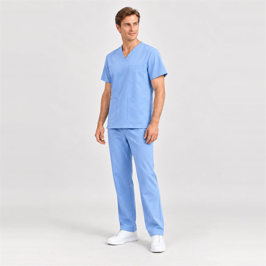 Men's V-Neck Scrub Set with Straight-Leg Pants | G&P