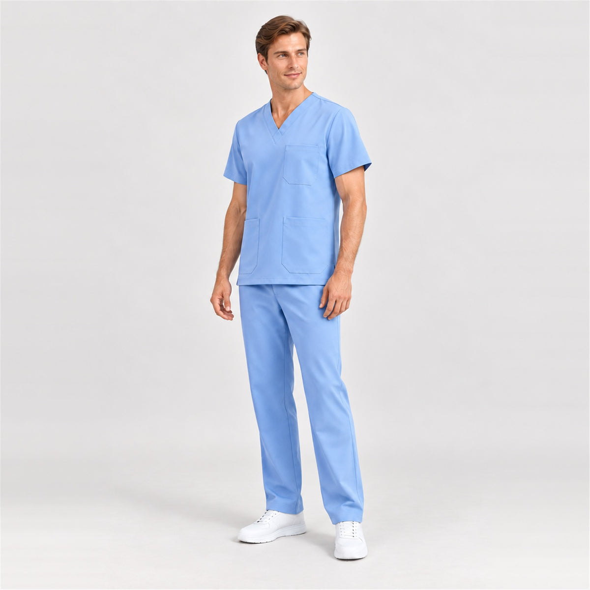 Men's V-Neck Scrub Set with Straight-Leg Pants | G&P