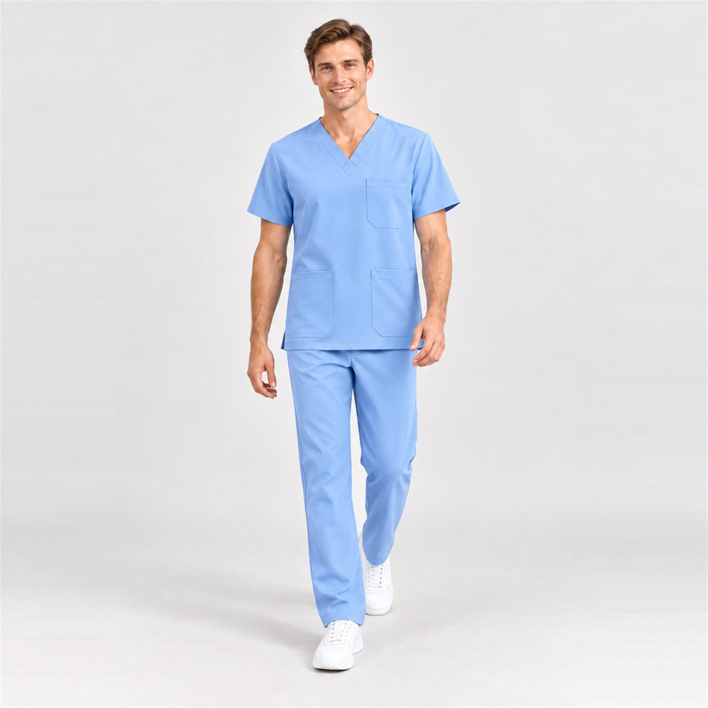 Men's V-Neck Scrub Set with Straight-Leg Pants | G&P