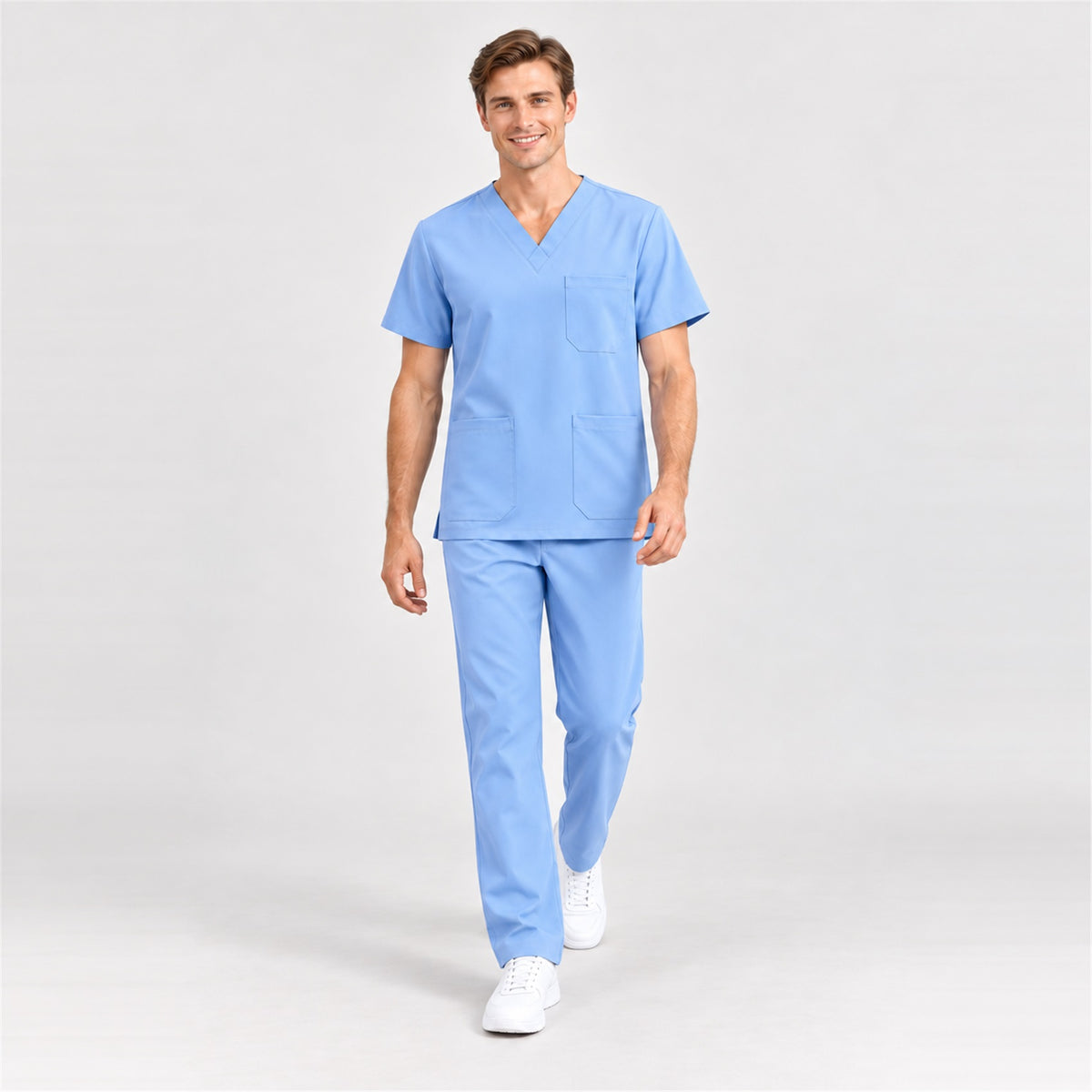 Men's V-Neck Scrub Set with Straight-Leg Pants | G&P