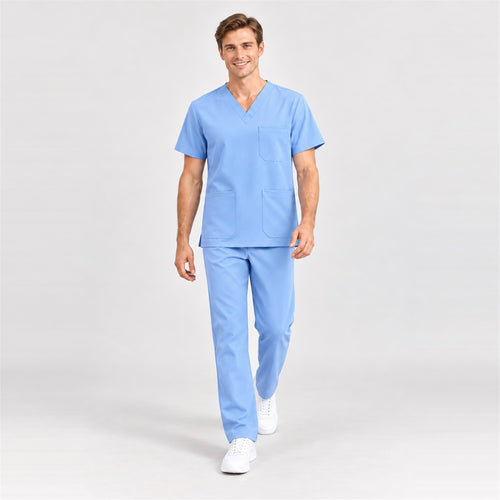 Men's V-Neck Scrub Set with Straight-Leg Pants | G&P