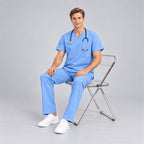 Men's V-Neck Scrub Set with Straight-Leg Pants | G&P