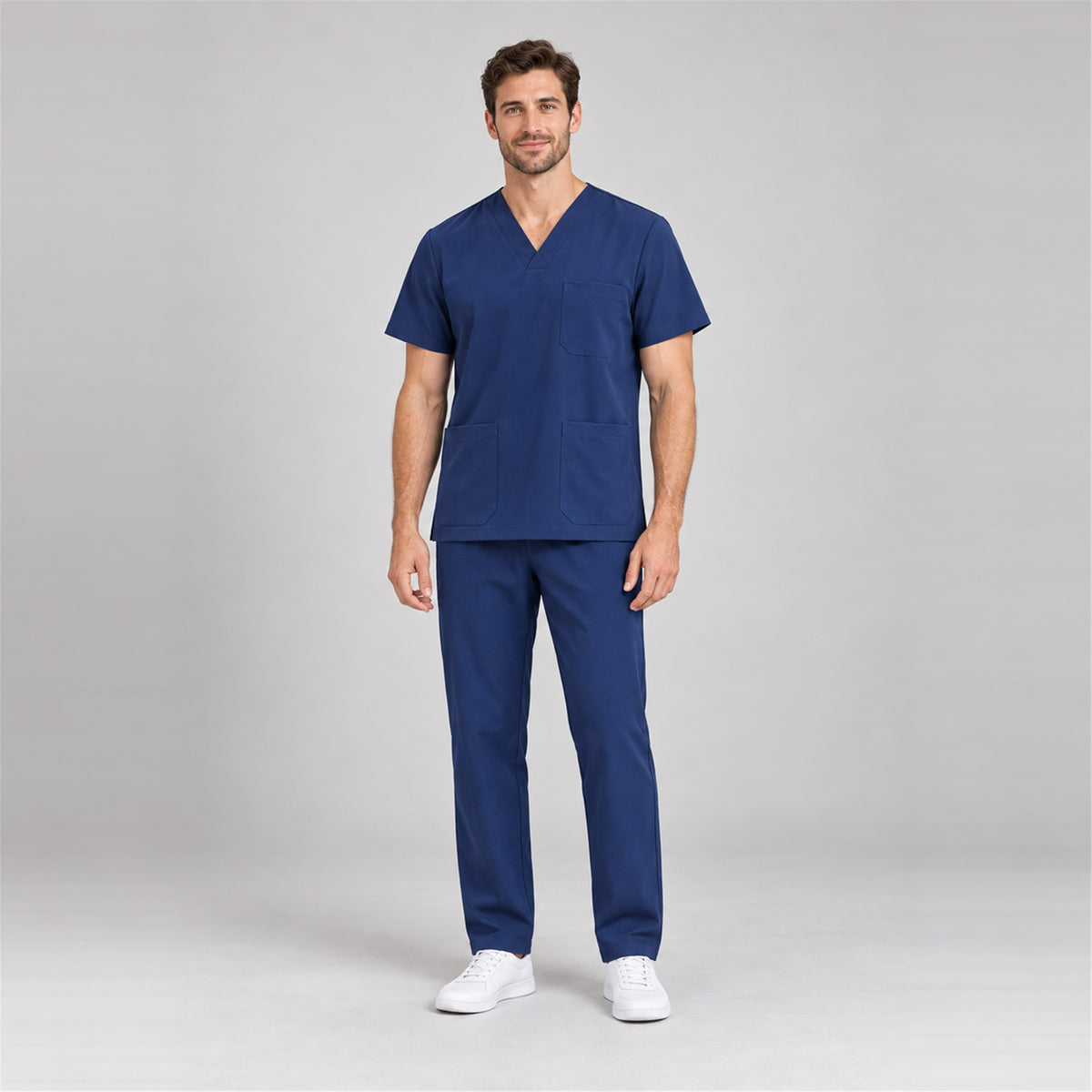 Men's V-Neck Scrub Set with Straight-Leg Pants | G&P